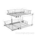 Kitchen stainless steel pull-out storage wire basket